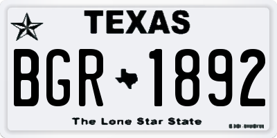 TX license plate BGR1892