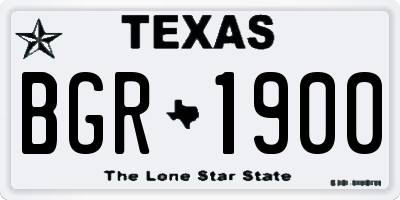 TX license plate BGR1900
