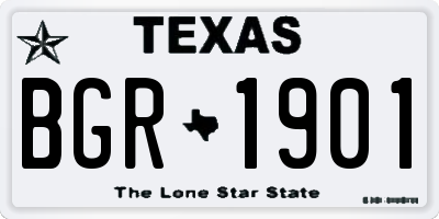 TX license plate BGR1901