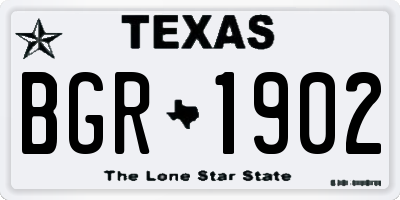 TX license plate BGR1902