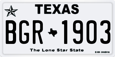 TX license plate BGR1903