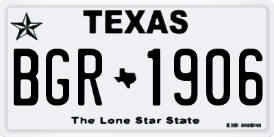 TX license plate BGR1906
