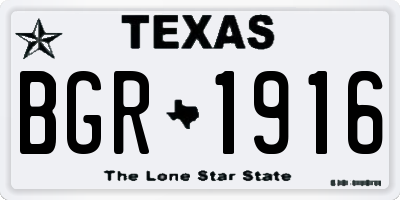 TX license plate BGR1916