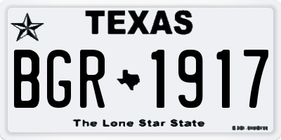 TX license plate BGR1917