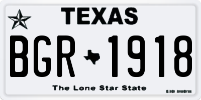 TX license plate BGR1918