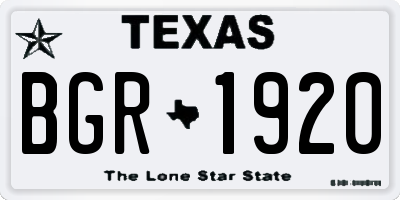 TX license plate BGR1920