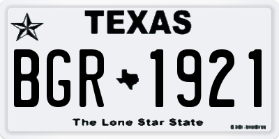 TX license plate BGR1921