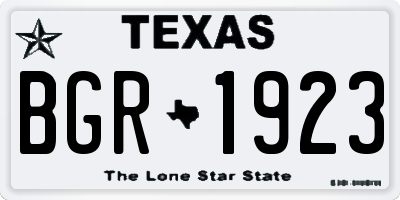 TX license plate BGR1923