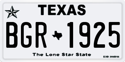 TX license plate BGR1925