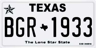 TX license plate BGR1933