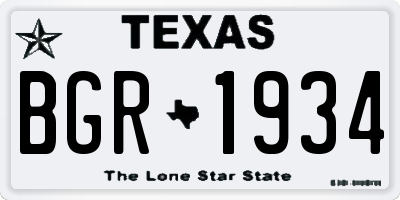 TX license plate BGR1934