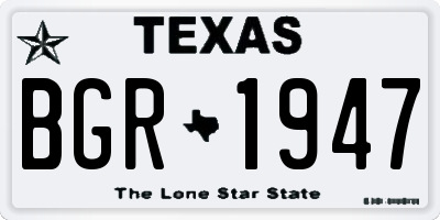 TX license plate BGR1947