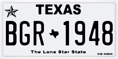TX license plate BGR1948