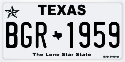 TX license plate BGR1959