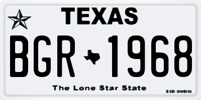 TX license plate BGR1968