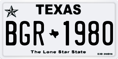 TX license plate BGR1980