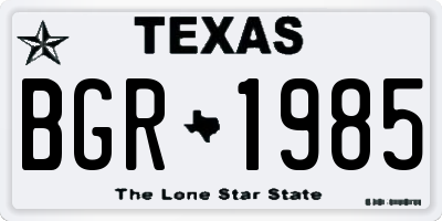 TX license plate BGR1985