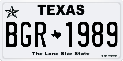 TX license plate BGR1989