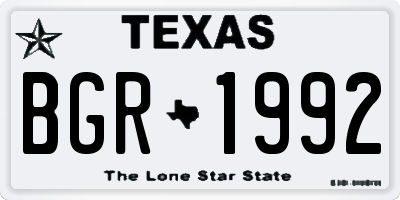TX license plate BGR1992