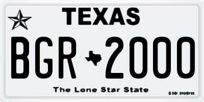 TX license plate BGR2000