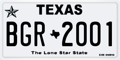 TX license plate BGR2001
