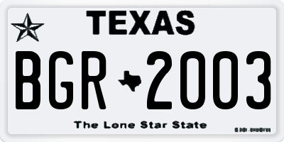 TX license plate BGR2003