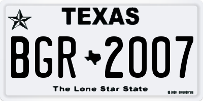 TX license plate BGR2007