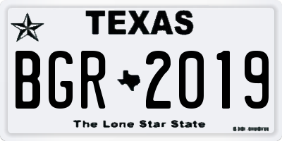 TX license plate BGR2019