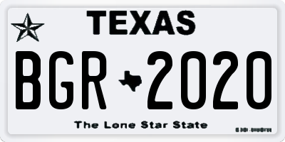 TX license plate BGR2020