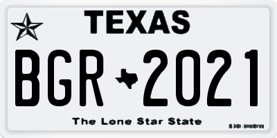 TX license plate BGR2021