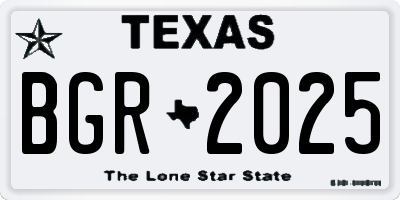 TX license plate BGR2025
