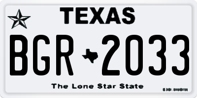 TX license plate BGR2033