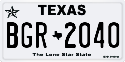 TX license plate BGR2040