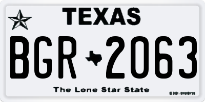 TX license plate BGR2063