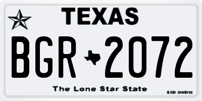 TX license plate BGR2072