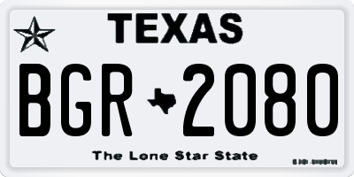 TX license plate BGR2080