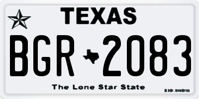TX license plate BGR2083