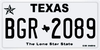 TX license plate BGR2089