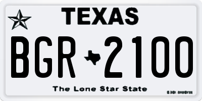 TX license plate BGR2100