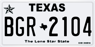 TX license plate BGR2104