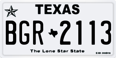 TX license plate BGR2113