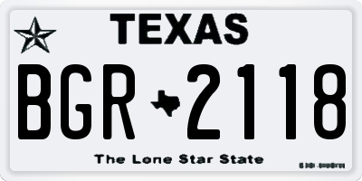 TX license plate BGR2118