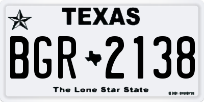TX license plate BGR2138