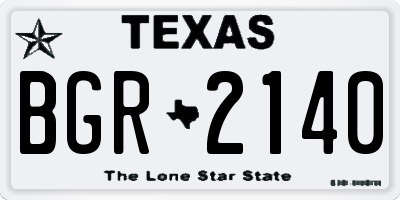 TX license plate BGR2140