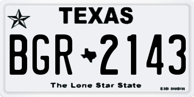 TX license plate BGR2143