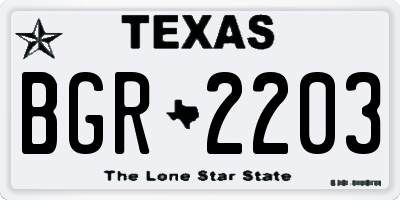 TX license plate BGR2203