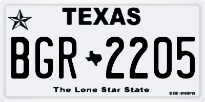 TX license plate BGR2205