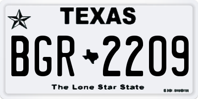 TX license plate BGR2209