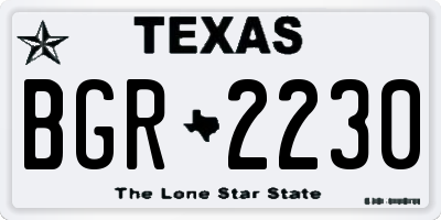 TX license plate BGR2230