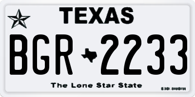 TX license plate BGR2233